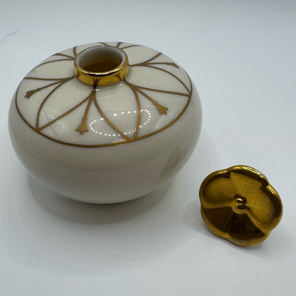 Vintage Lenox Art Deco Style Porcelain Perfume Ivory Gold Trim 2.5” Rare HTF - Picture 3 of 11